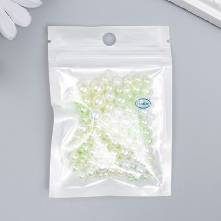 Decor for creativity plastic "Balls. Green lemon. Assorted" D = 3-8 mm, set 10 grams-2