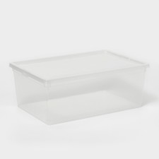 A box for storage with a lid, 10 l, 37 × 24 × 14 cm, the color is transparent