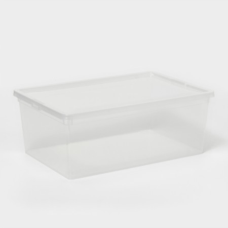 A box for storage with a lid, 10 l, 37 × 24 × 14 cm, the color is transparent
