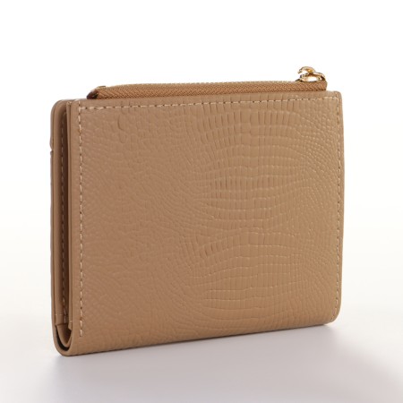 Women's wallet on the button, beige color-1