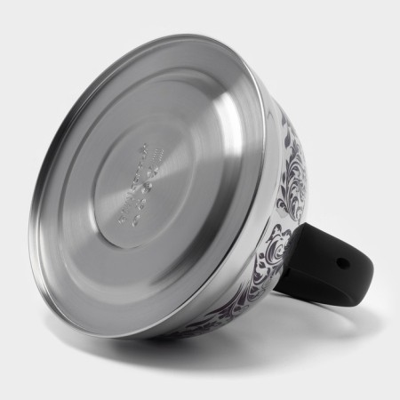 A kettle with a stainless steel whistle “Fainting”, 2.8 liters, a fixed handle, with an indicator of heating-7