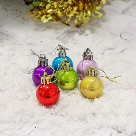 Set of balls plastic D-3 cm, 24 pcs "gloss" rainbow mix