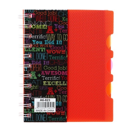 Notepad on the crest A6, 100 sheets, line, plastic cover, with graffiti dividers, mix-1