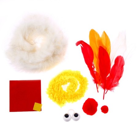 Set for creativity: creating a toy from fur sticks and coloring "Funny chicken"-4