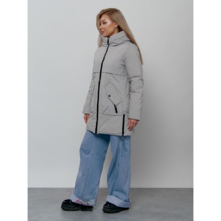 Women's winter jacket, size 44, light gray color-2
