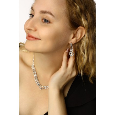 Set 2 objects: earrings, Knock "Shine" Laurie, white color in silver, 45 cm-3