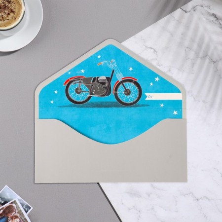 Money envelope "On Birthday!" Cutting, embossing, stars, 9.3x19 cm-1