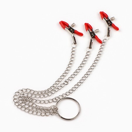 BDSM Assessoir Okpoki, clamps for nipples and clitoris, metal, red-5