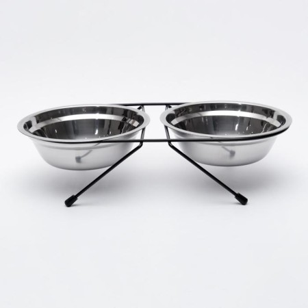 A set of 2 bowls on a stand, 2 x 700 ml, black stand-1