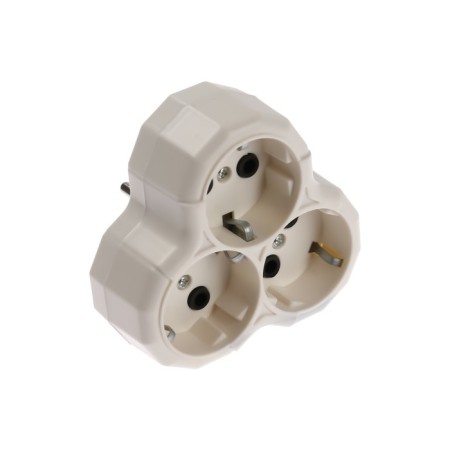 Switch, 3 sockets, 16a, with salary, white-1