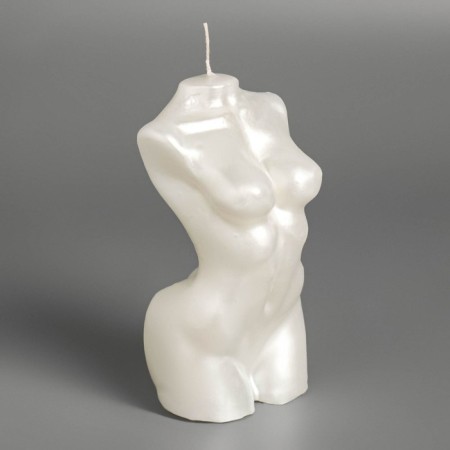 Figure candle Lacked "Women's silhouette", 10 cm, pearl-2