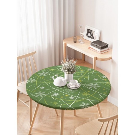The tablecloth “pleasant snowflakes”, round, oxford, elastic band, size 120x120 cm, diameter 75-100 cm-2