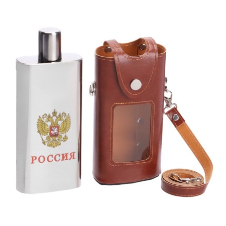 Flask for alcohol and water, 330 ml, "Russia", stainless steel, cover, gift-1