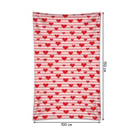 Decorative panel with photo printing "hearts on stripes", vertical, size 100x150 cm-1