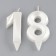 Candle in the cake jubilee "line" (set 2 in 1), number 18/81, pearl, 6.5 cm