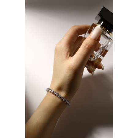 Bracelet with rhinestones "ice" luxury, ovals, white color in silver-5