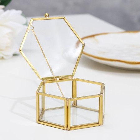 Casket for the rings "hexagon", 8x7x4 cm, glass-2