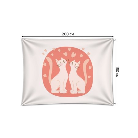 Decorative panel with photo printing "Cat Love", horizontal, size 150x200 cm-1