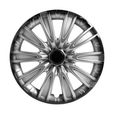 Wheel caps 16 "Tornado +", silver-black, carbon, set 2 pcs, AWCC-16-30-1