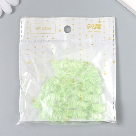 Plastic beads "Crystal polyhedron. Pale green" Transparent set of 20 g 1x1x1 cm-2