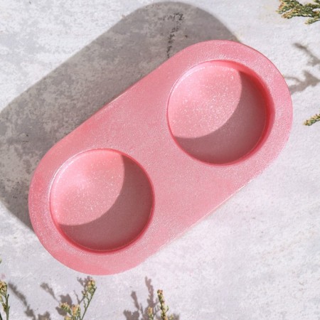 Gypsum Climber from gypsum for two candles oval, 12x6x3cm, pink-2