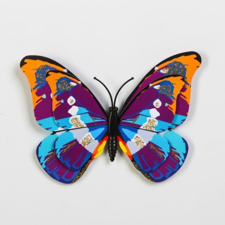 Magnet Plastic "Butterfly with gold glitter" double wings, mix 10x7 cm-2