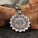 Amulet "Mandala of Love" with agate stone and rhinestones, 35x42 mm, metallic