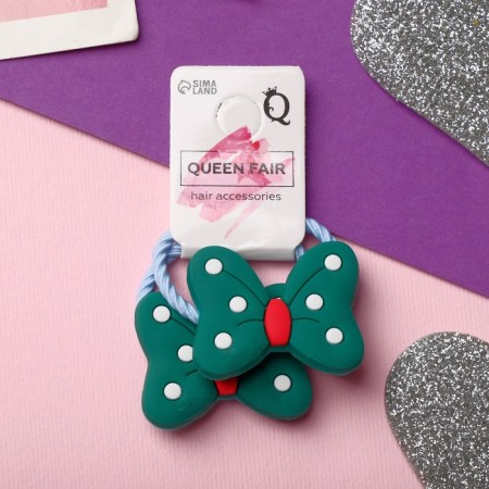 Hair elastic band "Baby" (set 2 pcs) a bow of peas, green