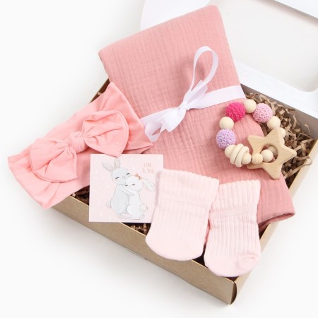 Gift set of crumb I "Love is you", diaper 100x130 cm and accessories