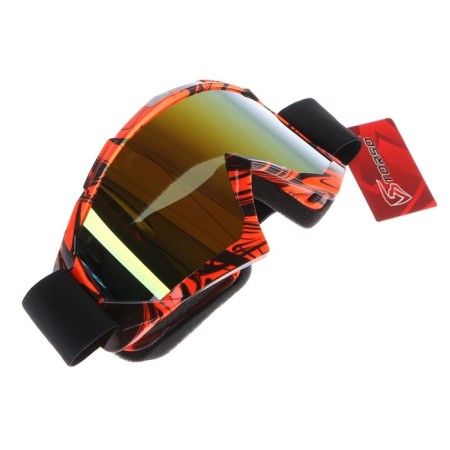 Glass-mask for motorcycle driving, blue-hameleon glass, orange-black color, OM-7-4