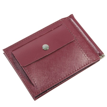 Clips for bills on the button, burgundy color-1