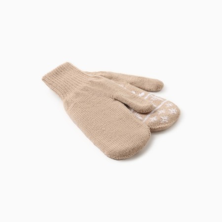 New Year. Double female mittens "deer", light brown color, river 18-1