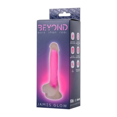 Phalloimitator, glowing in the dark, silicone, transparent pink, 18 cm-7