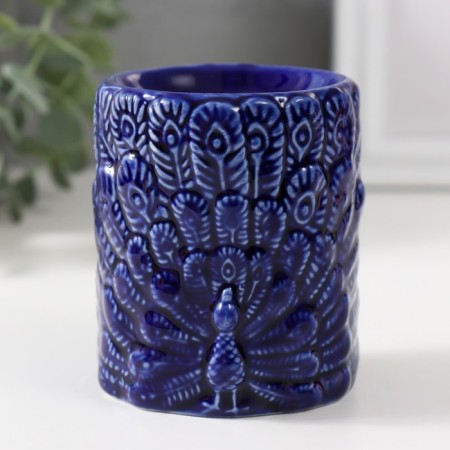 Aroma lamp ceramics "peacock" blue 7x7x8.5 cm
