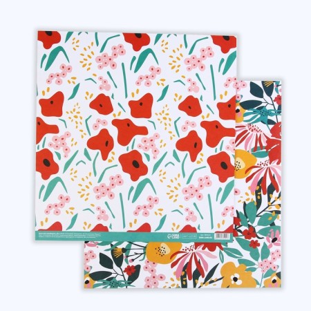 Scrapbooking paper "Bright flowers", 30.5 x 32 cm, 180 g/m²-1