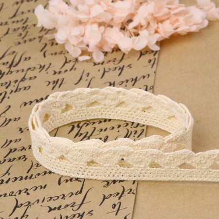 Knitted lace, 22 mm × 10 ± 1 m, beige color-2