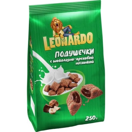 Ready -made breakfast of the "Leonardo" pillow with chocolate filling, 250 g