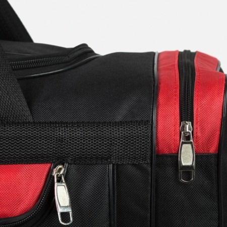 Road bag, 3 parts on lightning, external pocket, long belt, black/red color-2