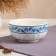 White salad bowl, with a neckline, blue painting, 0.7 l