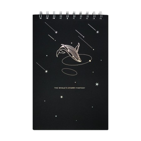 A5 sketchbook, 30 black sheets on the crest, “whale”, solid substrate, density 110 gr., Mix-1