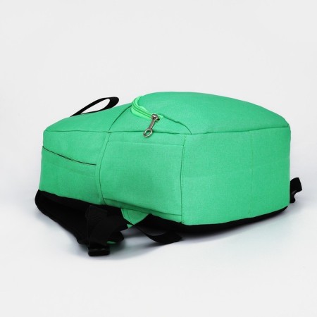 School backpack of textiles on a zipper, 3 pockets, Fulldorn, green color-4