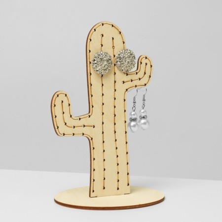 Cactus decoration stand, plywood, beige color-1