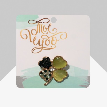 Brooch "Clover", green color in gold-3