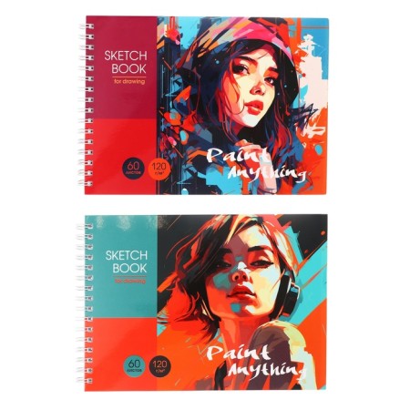 Sketchbook A5 60 sheets on the crest "Bright Paints", Cardboard cover, 120g/m2 block, mix