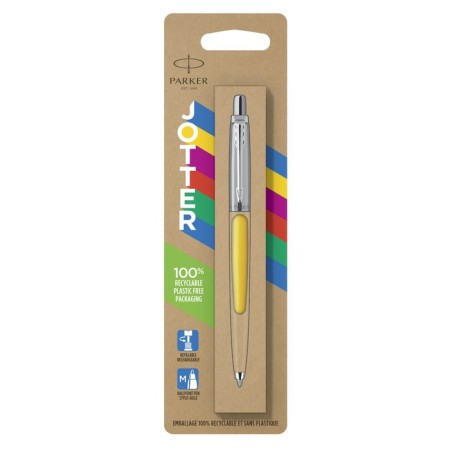 Ballpoint pen Parker Jotter Color M, plastic, yellow, blue ink, blister-1
