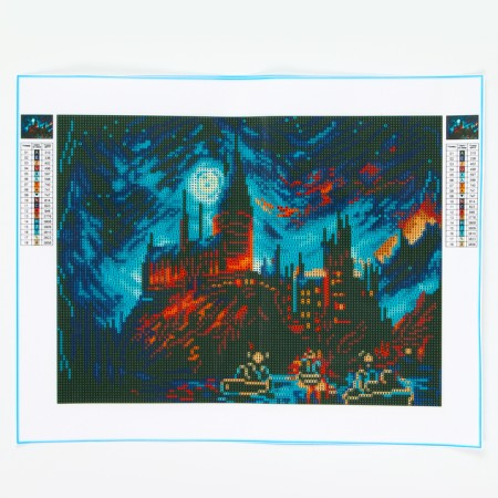Diamond mosaic with full filling on the canvas "Castle", 30 x 40 cm-2
