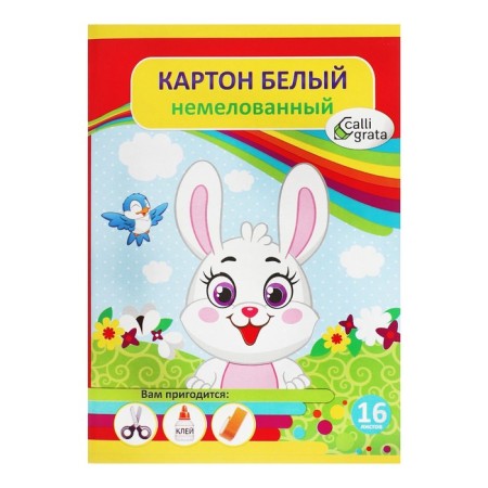 White cardboard A4, 16 sheets "Bunny", one -sided, non -moped, 220 g/m2-4
