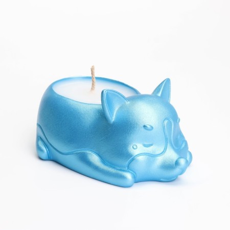 Cooping "Corgi" in the candlestick of gypsum, 8.5x13x7cm, blue-1