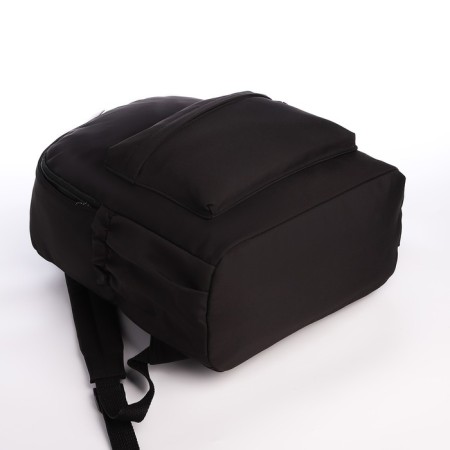 Young backpack from textiles on lightning, 4 pockets, black color-4