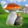 Garden figure "White mushroom with hedgehogs and apple" average 30x30x37cm